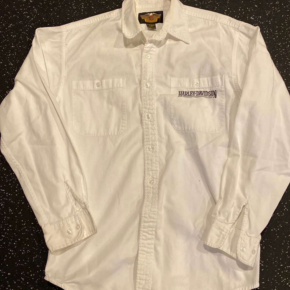 Harley-Davidson White Casual Button Down Shirt